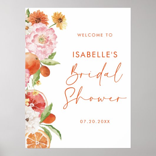 柑橘類フローラブライダルシャワーダウンロード可能ウェルカム ポスター (正面)