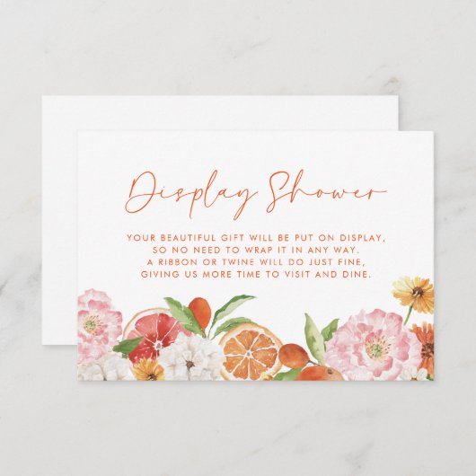 柑橘類フローラブライダルシャワーディスプレイシャワー エンクロージャーカード (正面/裏面)