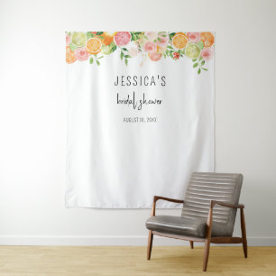 柑橘類フローラブライダルシャワーBackdropフォトブース タペストリー