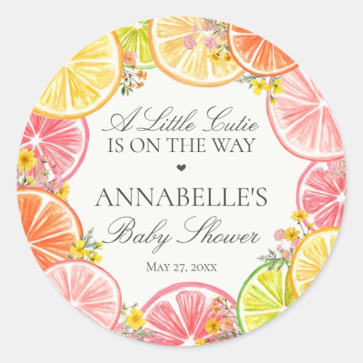 柑橘類フローラリトルかわいこちゃんベビーシャワーウィーズ ラウンドシール (正面)