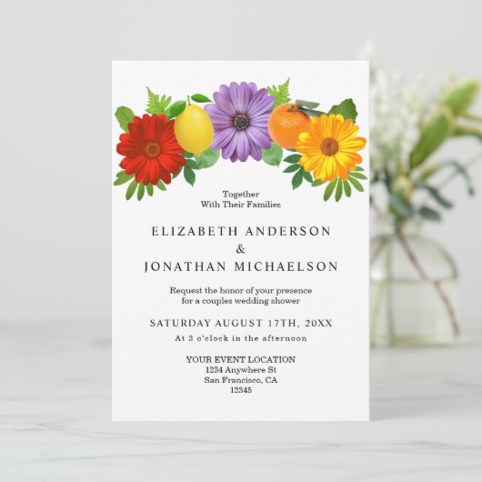 柑橘類フローラ庭園の結婚式カップルシャワー 招待状 (スタンド正面)