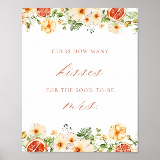 柑橘類フローラ数キスブライダルシャワーゲーム ポスター (正面)