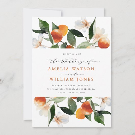 柑橘類フローラ結婚式招待状 招待状 (正面)