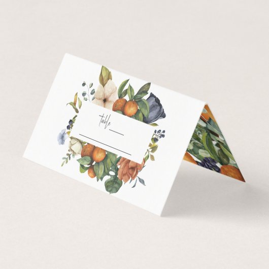 柑橘類フローラ |ボタニカル結婚座席表 名刺 (正面)