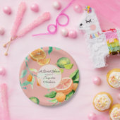 柑橘類ブライダルシャワーティーパーティーオレンジピンクリーフ ペーパープレート (パーティー)