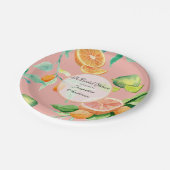 柑橘類ブライダルシャワーティーパーティーオレンジピンクリーフ ペーパープレート (アングル)