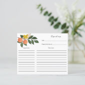 柑橘類ブライダルシャワーレシピカード (スタンド正面)