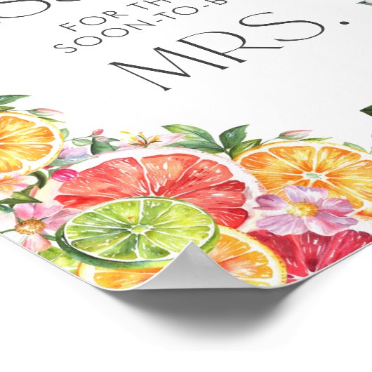 柑橘類ブライダルシャワーー数キス ポスター (角)