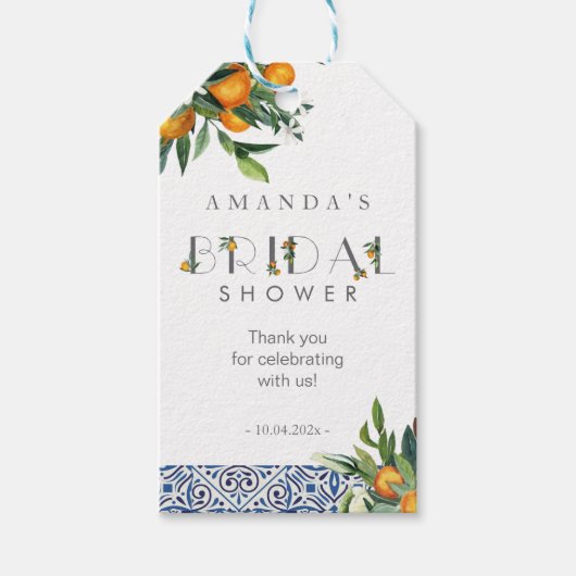 柑橘類ブライダルシャワー好意オレンジのタイル贈り物ラベル ギフトタグ (正面)