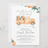 柑橘類ベビーシャワーオレンジトラックオーチャードウォーター色 招待状 (正面)