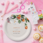 柑橘類モダンのオレンジと緑結婚色の ペーパープレート (パーティー)