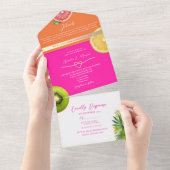 柑橘類モダンのフルーツ結婚 オールインワン招待状 (貼ってはがせる)
