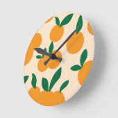 柑橘類モダンスタイリッシュ果実用オレンジの柄 ラウンド壁時計 (傾斜)