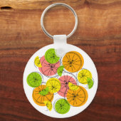 柑橘類モノグラムバックアルミニウム円両面 キーホルダー (正面)