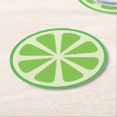 柑橘類ライムスライスフルーツ1st誕生日パーティー ラウンドペーパーコースター (アングル)