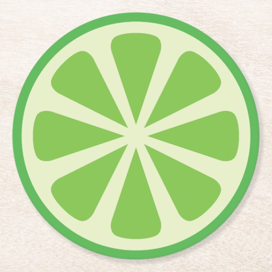 柑橘類ライムスライスフルーツ1st誕生日パーティー ラウンドペーパーコースター (正面)