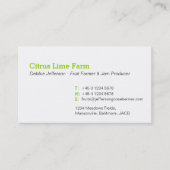 柑橘類ライム農家ジャム製造グリーンビジネスカード 名刺 (正面)