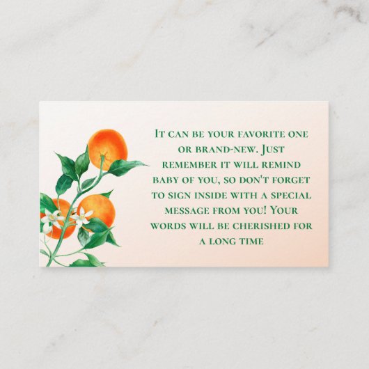柑橘類リトルかわいこちゃんオレンジ赤ちゃんシャワーブックゲーム 名刺 (裏面)