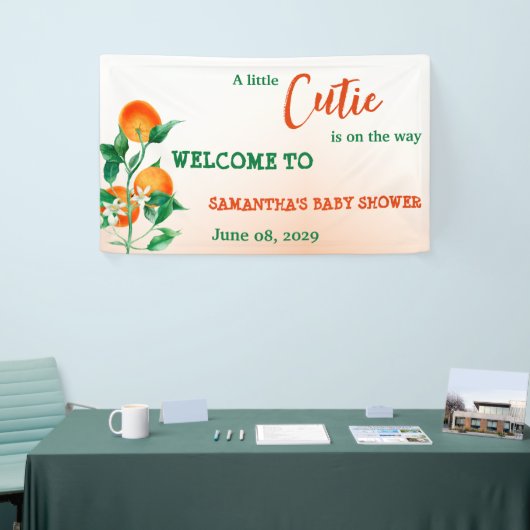 柑橘類リトルかわいこちゃんオンザウェイオレンジベビーシャワー 横断幕 (トレードショー)