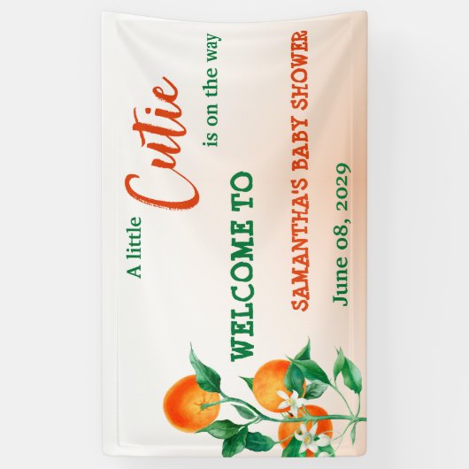 柑橘類リトルかわいこちゃんオンザウェイオレンジベビーシャワー 横断幕 (縦)