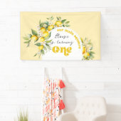 柑橘類レモンのメイン絞り1歳の誕生日パーティー 横断幕 (インサイチュ)