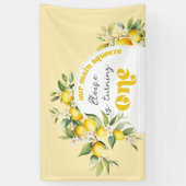 柑橘類レモンのメイン絞り1歳の誕生日パーティー 横断幕 (縦)