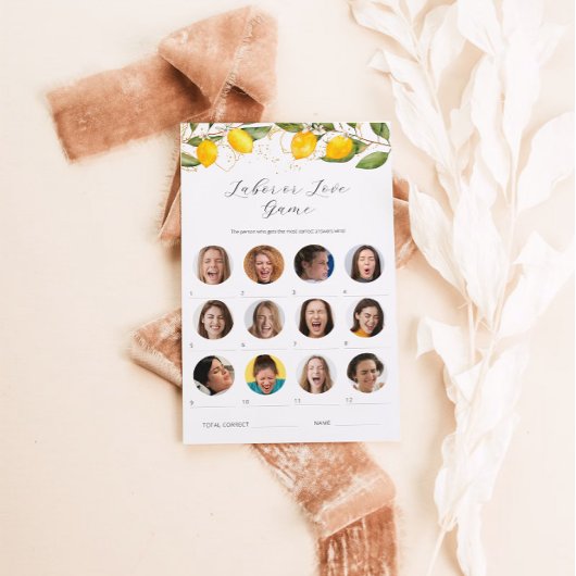 柑橘類レモンの労働または愛ベビーシャワーゲームカード