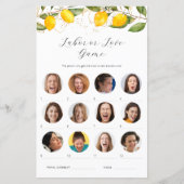 柑橘類レモンの労働または愛ベビーシャワーゲームカード (正面)