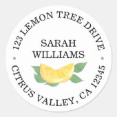 柑橘類レモンの名前と住所 ラウンドシール (正面)