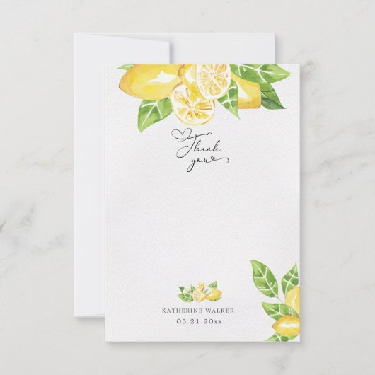 柑橘類レモンの木の果実ベビースシャワーサンキューカード サンキューカード (正面)