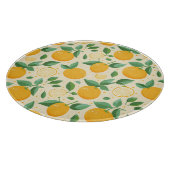 柑橘類レモンイエローのトロピカルフルーツ柄 カッティングボード (角)