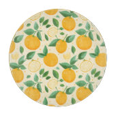 柑橘類レモンイエローのトロピカルフルーツ柄 カッティングボード (正面)