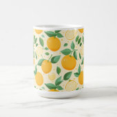 柑橘類レモンイエローのトロピカルフルーツ柄 コーヒーマグカップ (中央)