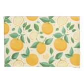 柑橘類レモンイエローのトロピカルフルーツ柄 枕カバー (正面)