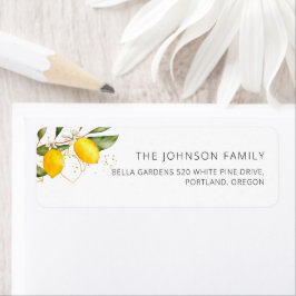 柑橘類レモンウォーターカラーベビーシャワー差出人住所 ラベル