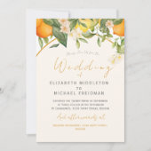 柑橘類レモンオレンジモダン植物学結婚の 招待状 (正面)