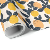 柑橘類レモンオレンジ抽象芸術パタモダンーン ラッピングペーパー (ロールコーナー)
