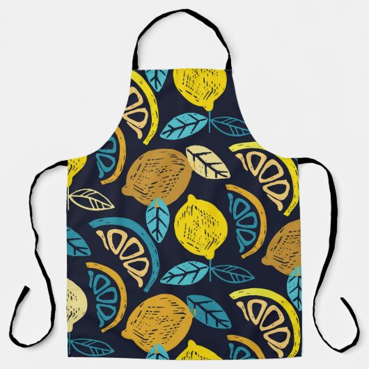柑橘類レモンドードルパターン背景 エプロン (正面)