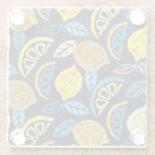 柑橘類レモンドードルパターン背景 ガラスコースター (裏面)