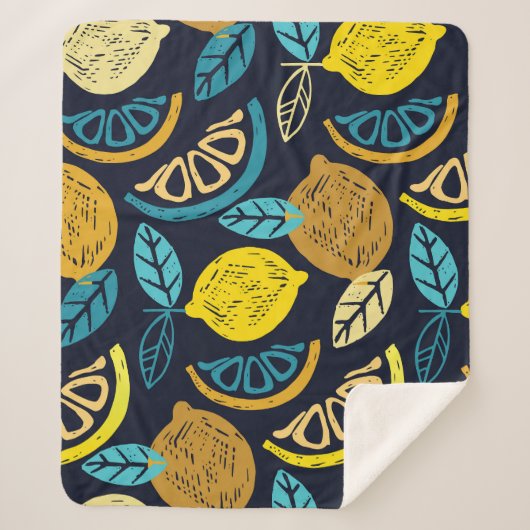 柑橘類レモンドードルパターン背景 シェルパブランケット (正面)