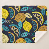 柑橘類レモンドードルパターン背景 シェルパブランケット (正面(横))