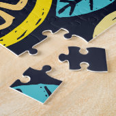 柑橘類レモンドードルパターン背景 ジグソーパズル (側面)