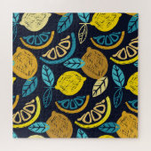 柑橘類レモンドードルパターン背景 ジグソーパズル (横)