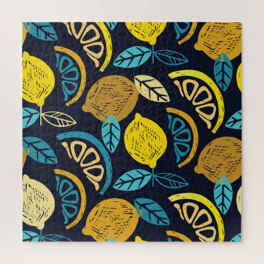 柑橘類レモンドードルパターン背景 ジグソーパズル (縦)