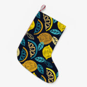 柑橘類レモンドードルパターン背景 スモールクリスマスストッキング (正面 (吊り時))