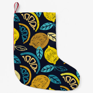 柑橘類レモンドードルパターン背景 スモールクリスマスストッキング