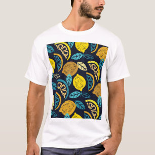 柑橘類レモンドードルパターン背景 Tシャツ