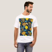 柑橘類レモンドードルパターン背景 Tシャツ (正面フル)