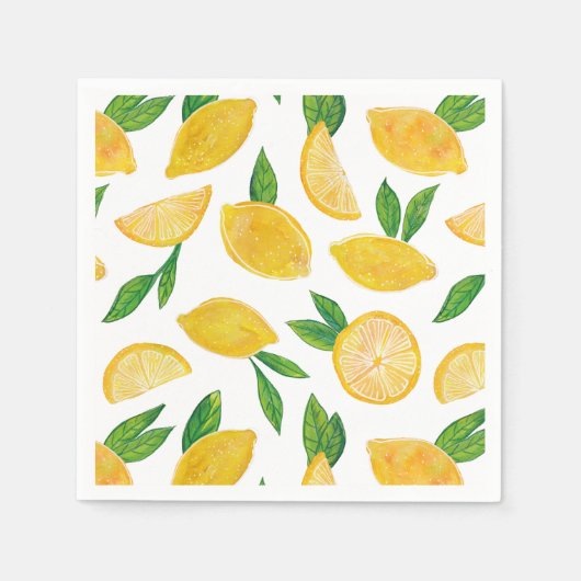 柑橘類レモンフルーツパターン スタンダードカクテルナプキン (正面)