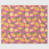 柑橘類レモンフルーツピンク ラッピングペーパー (フラット)